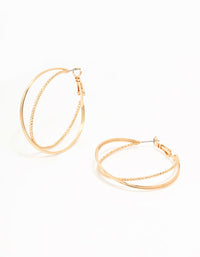 Gold Diamante Cut & Smooth Hoop Earrings - link has visual effect only