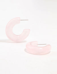Chubby Pink Acrylic Marble Hoop Earrings - link has visual effect only