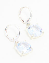 Blue Bezel Diamante Clicker Drop Silver Earrings - link has visual effect only