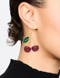 Cherry Leaf Acrylic Drop Earrings - link has visual effect only