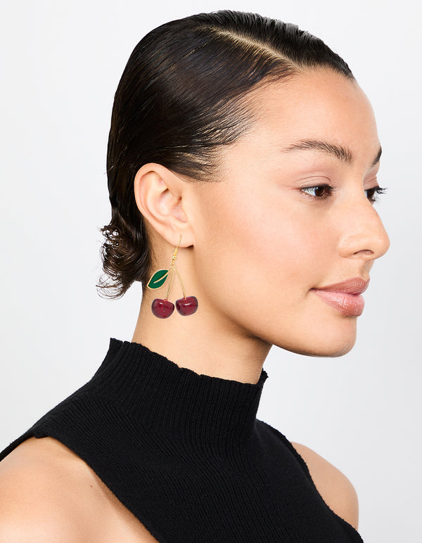 Cherry Leaf Acrylic Drop Earrings