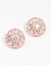 Rose Gold Flower Encrusted Stud Earrings - link has visual effect only