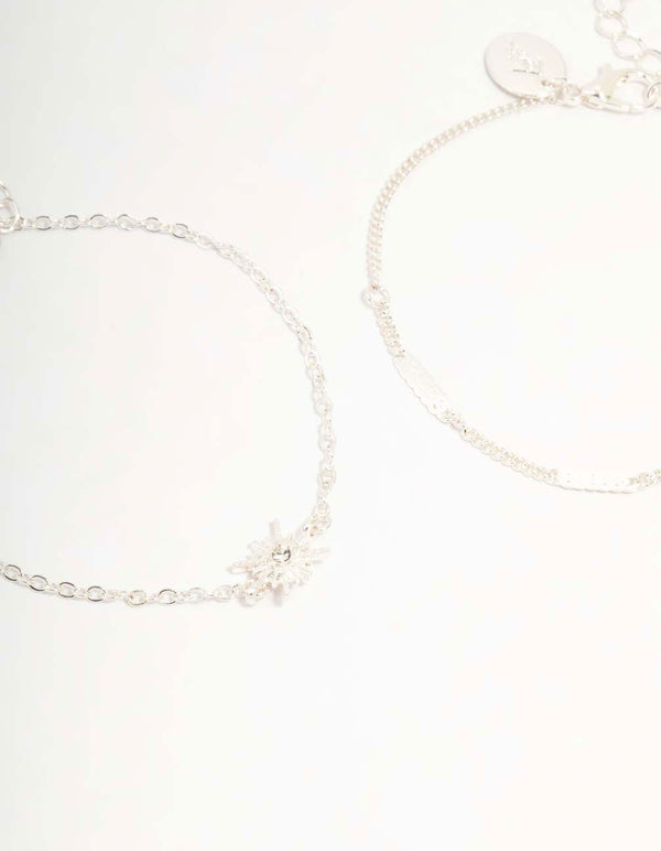 Silver Diamante Star & Moon Toggle Bracelets 2-Pack