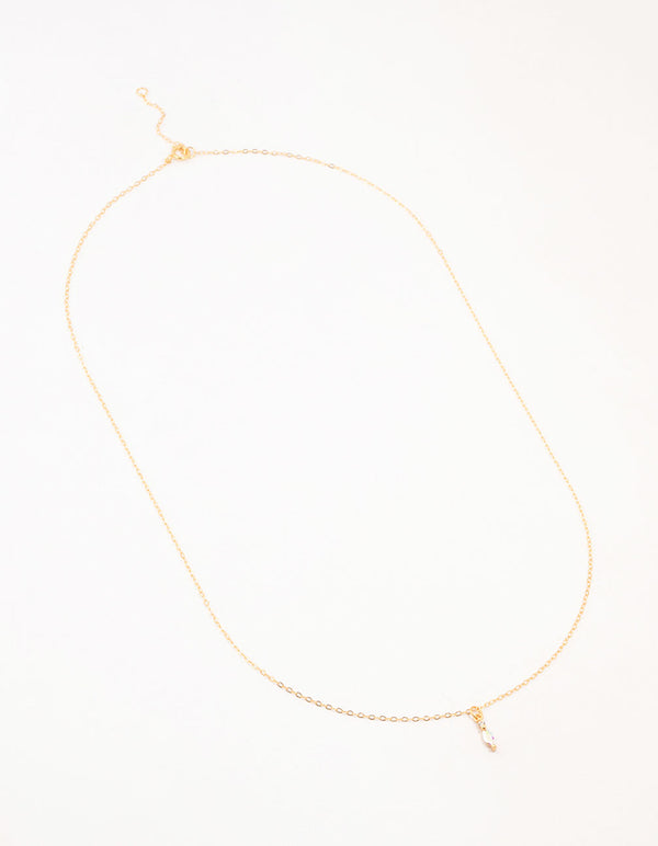 Gold Plated Sterling Silver Marquise Pendant Necklace