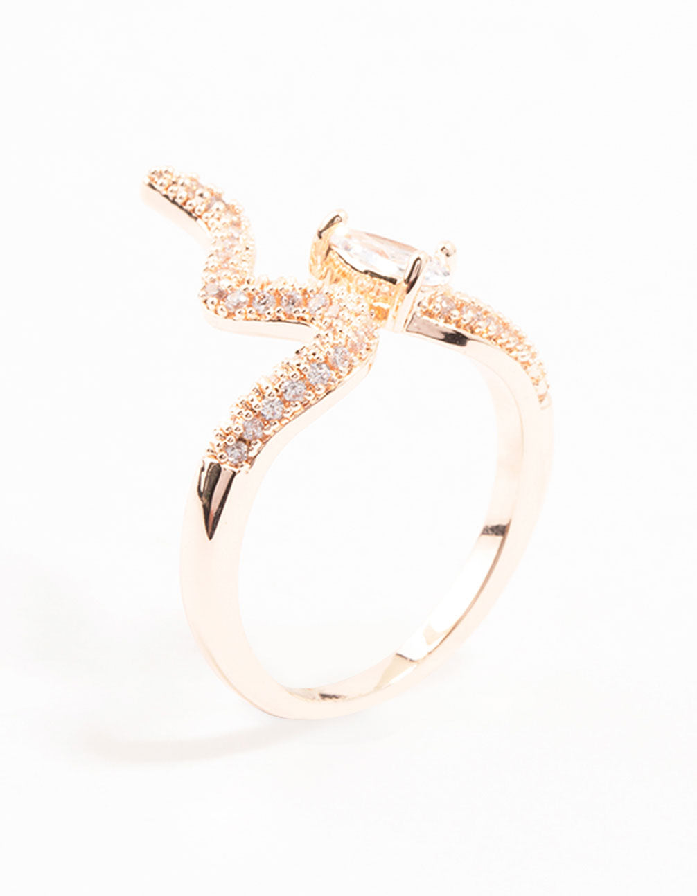 Rose Gold Pave Crystal Snake Ring