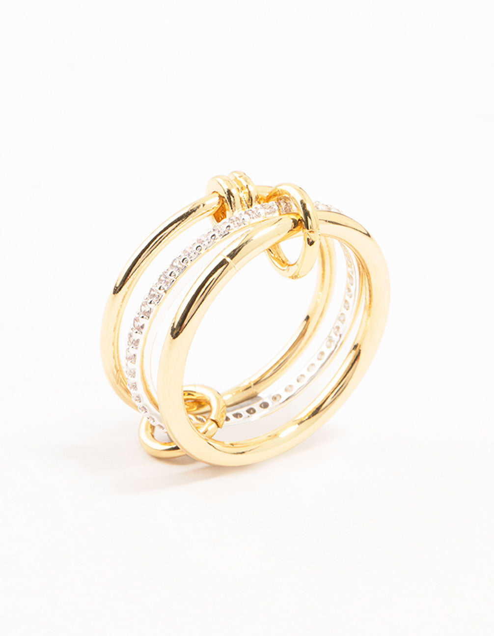 Gold & Silver Plated Diamante Rondell Stacked Ring
