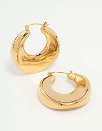 Waterproof Gold Plated Stainless Steel Large Hoop Earrings - link has visual effect only