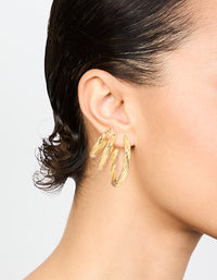 Waterproof Gold Plated Stainless Steel Twisted Hoop Earrings 3-Pack - link has visual effect only