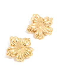 Waterproof Gold Plated Stainless Steel Floral Earrings - link has visual effect only