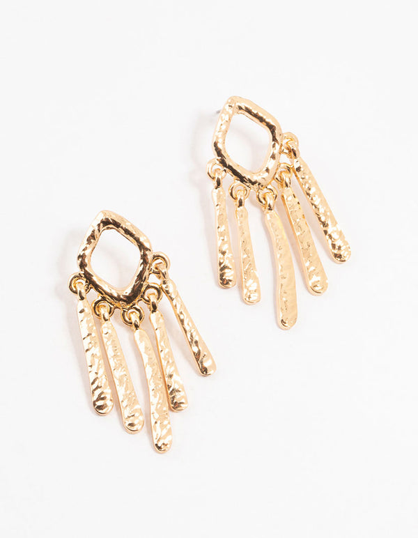 Gold Molten Drop Earrings