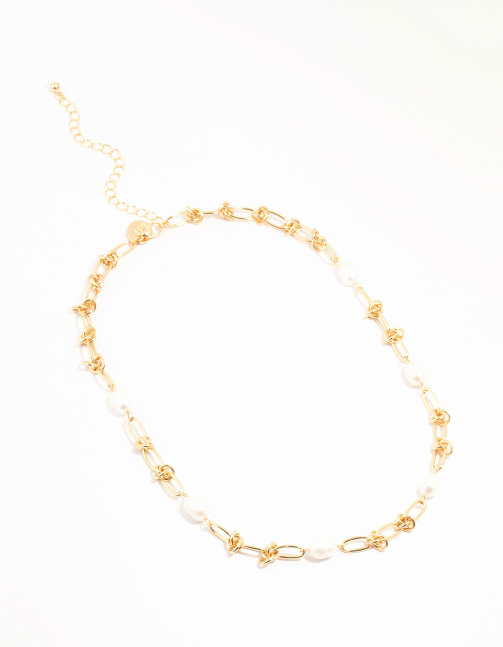 Gold Plated Freshwater Pearl & Knotted Necklace