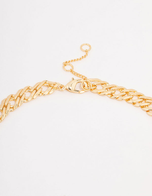 Gold Plated Flat Double Link Necklace