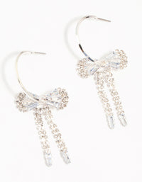 Diamante Bow Hoop Silver Earrings - link has visual effect only