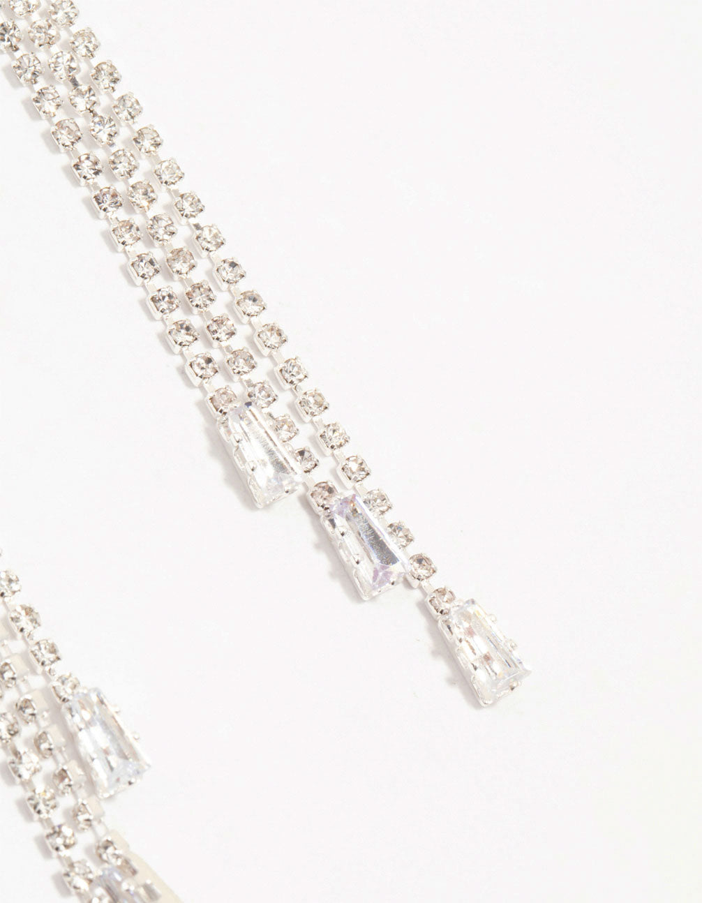 Diamante Cup Chain Drop Silver Earrings