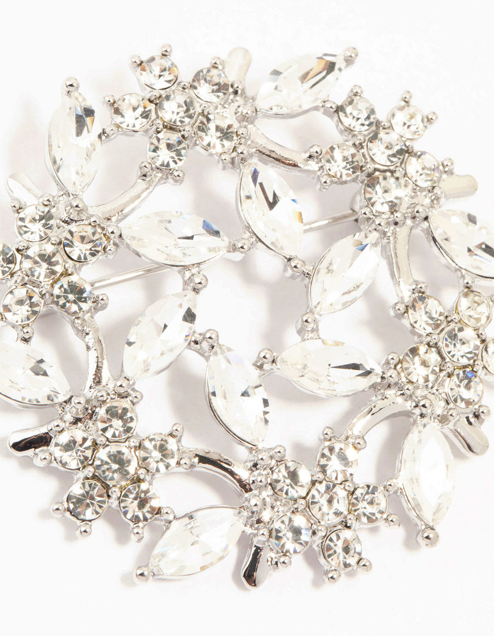 Silver Diamante Circle Brooch