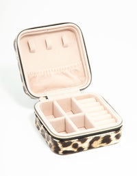 Leopard Print PU Leather Square Jewellery Case - link has visual effect only