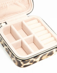 Leopard Print PU Leather Square Jewellery Case - link has visual effect only