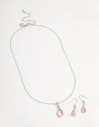 Silver Cat Eye Twisted Necklaces & Stud Earrings Set - link has visual effect only