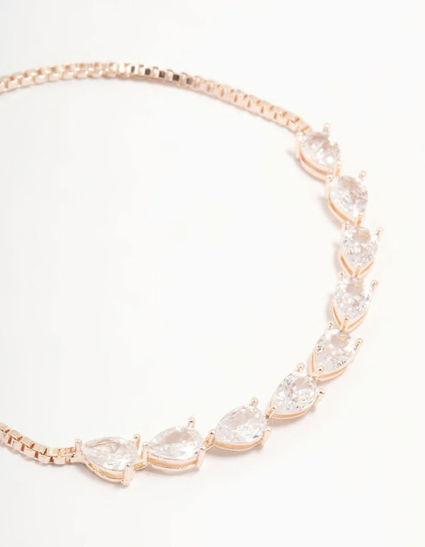 Rose Gold Pear Cubic Zirconia Toggle Bracelet