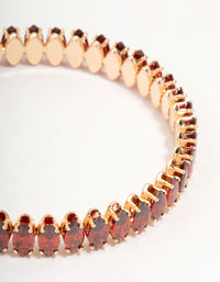 Classic Pink Princess Cubic Zirconia Gold Wrist Cuff - link has visual effect only