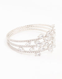 Silver Marquise Cubic Zirconia Floral Wrist Cuff - link has visual effect only
