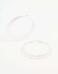 Large Sliver Layered Ribbed Hoop Earrings - link has visual effect only