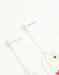 Silver Diamante Face Drop Earrings - link has visual effect only