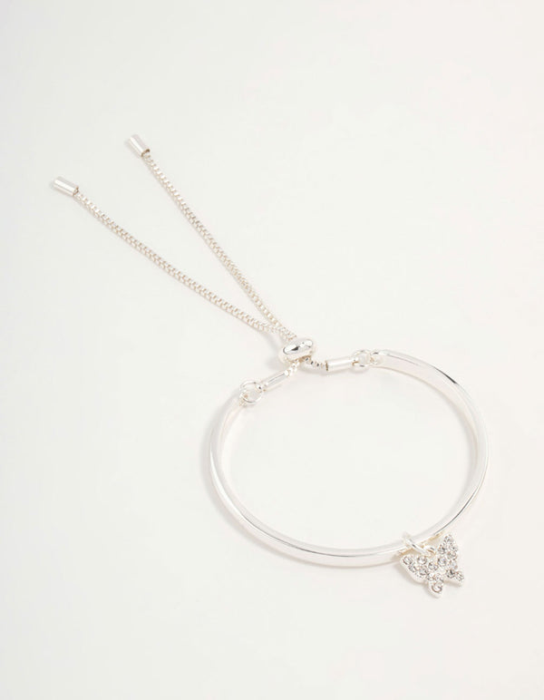 Silver Diamante Butterfly Toggle Bracelet