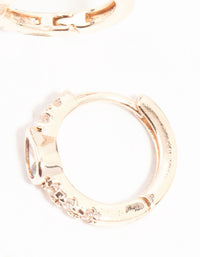 Rose Gold Plated Diamante Pave Hoop Earrings - link has visual effect only