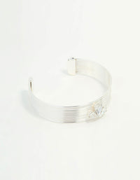Silver Wire Pear Shaped Diamante Wrist Cuff - link has visual effect only