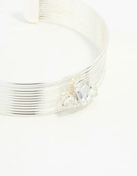 Silver Wire Pear Shaped Diamante Wrist Cuff - link has visual effect only