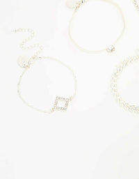 Silver Diamante Vine & Cupchain Toggle Bracelets 4-Pack - link has visual effect only