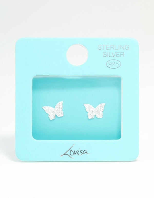 Sterling Silver Butterfly Stud Earrings