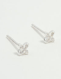 Mini Sterling Silver Cubic Zirconia Flower Stud Earrings - link has visual effect only