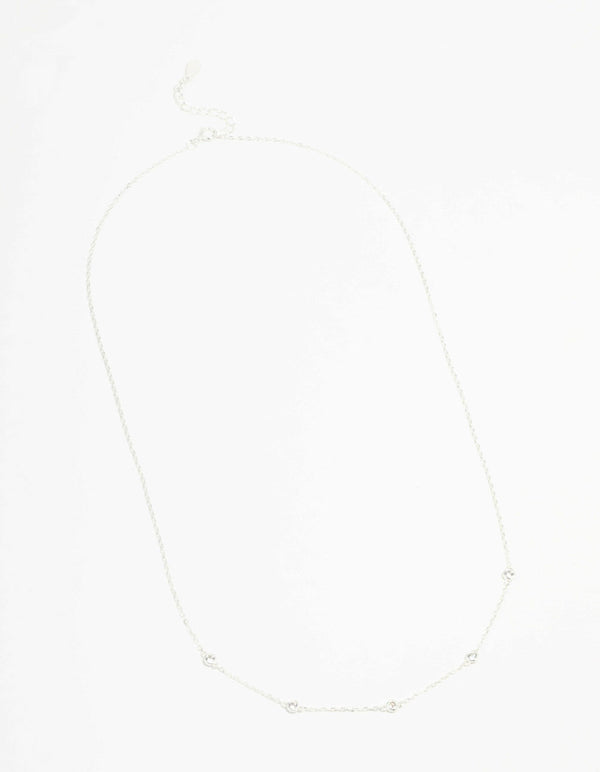Sterling Silver Circle Cubic Zirconia  Chain Necklace