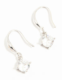 Silver Round Cubic Zirconia Drop Earrings - link has visual effect only