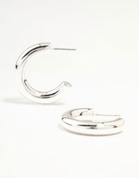Silver Clean Round Hoop Earrings - link has visual effect only