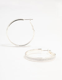 Silver Medium Glitter Hoop Earrings - link has visual effect only