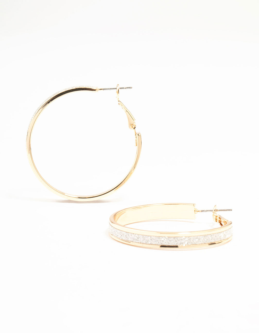Gold Medium Glitter Hoop Earrings