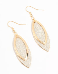 Glittery Leaf Gold Drop Earrings - link has visual effect only