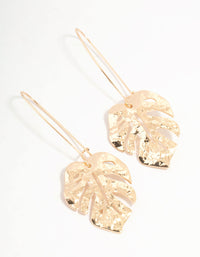 Gold Monstera Leaf Drop Earrings - link has visual effect only