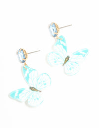 Blue Acrylic Butterfly Drop Earrings - link has visual effect only