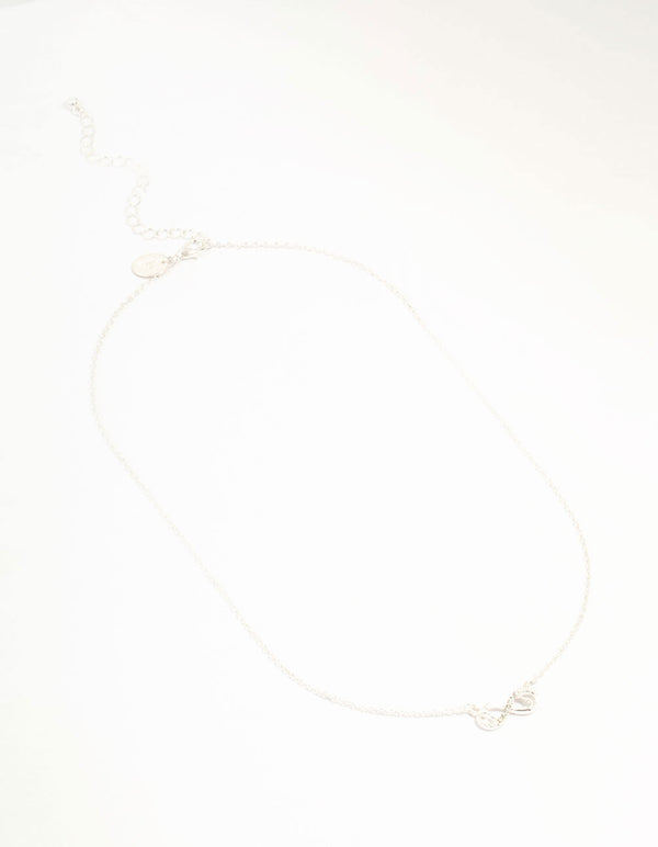 Silver Diamante Infinity With Heart Necklace