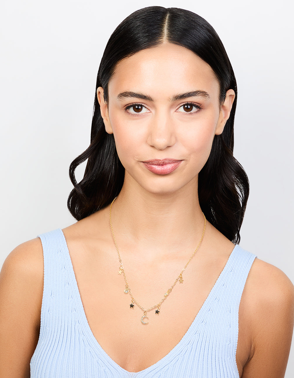 Gold Celestial Diamante Drop Necklace