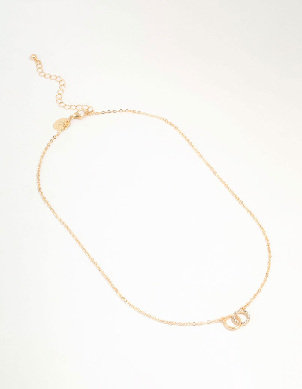 Gold Diamante Open Circle Necklace