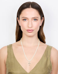 Silver Pearl Cross Pendant Necklace - link has visual effect only