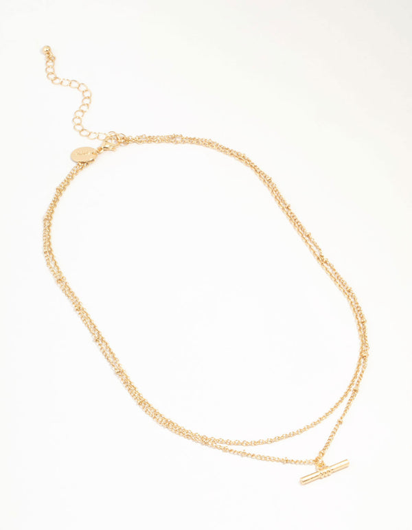 Gold Layered Bar Necklace
