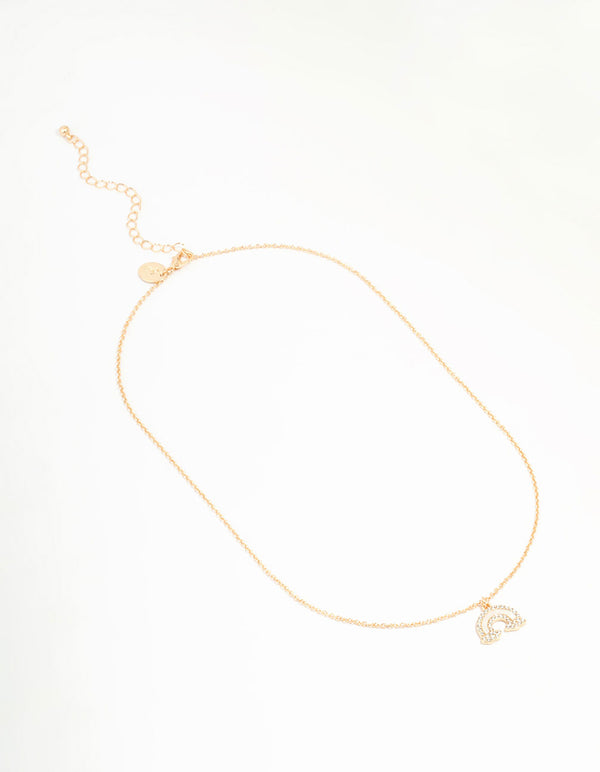 Gold Diamante Rainbow Necklace