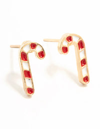 Candy Cane Gold Stud Earrings - link has visual effect only