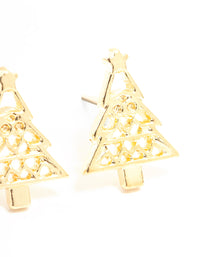 Gold Cutout Tree Stud Earrings - link has visual effect only